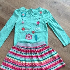 Gymboree Aqua and Multicolor Kids Matching Set